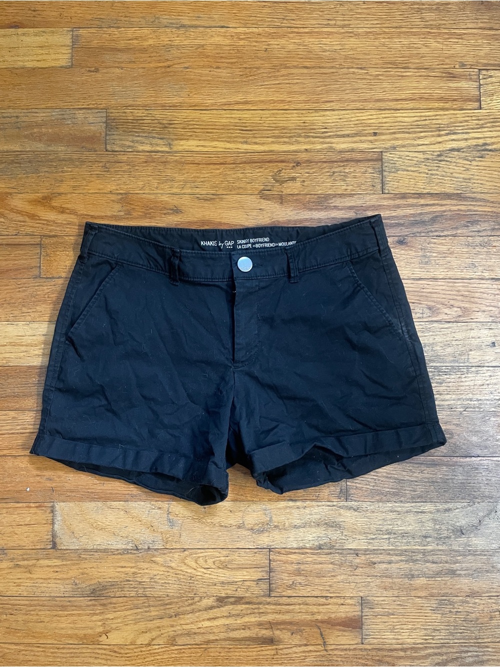 Black Chino Shorts - Women's Casual Roll-Hem